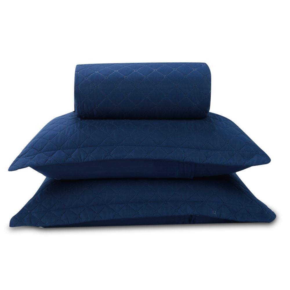 Kit Colcha Casal 100% Poliéster Lisa Versalhes Havan Casa 3 pçs - Midnight Blue