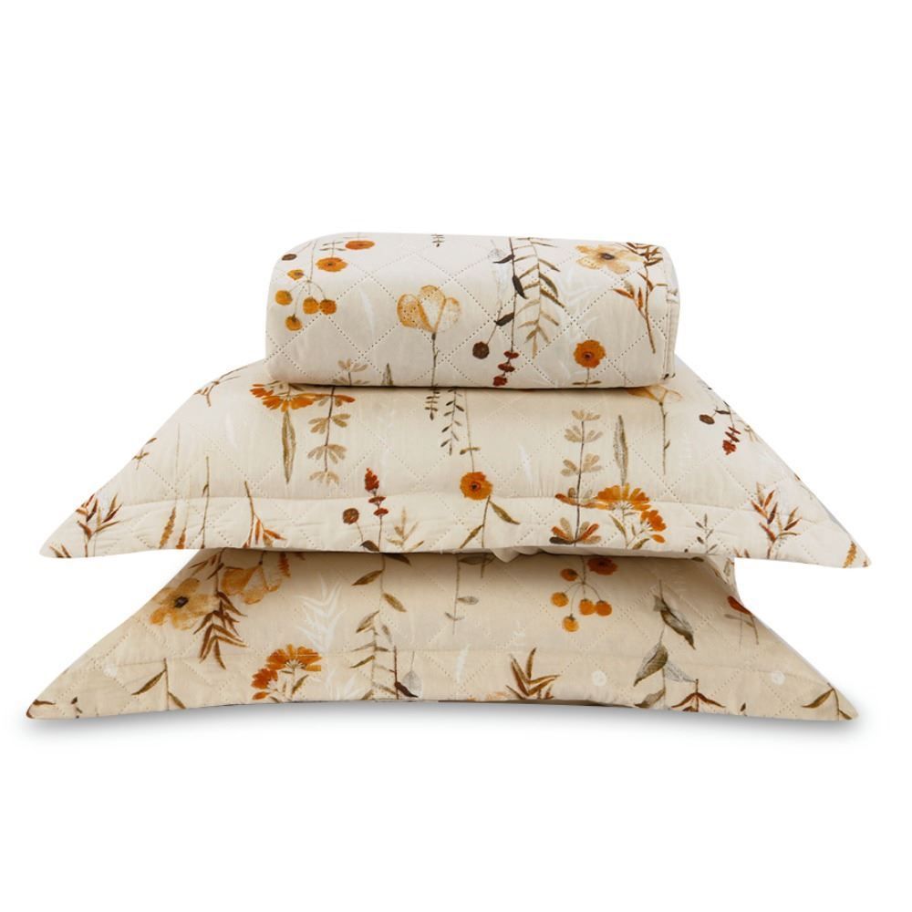 Kit Colcha Casal Estampada Versalhes Havan Casa 3 Peças - Floral Bege