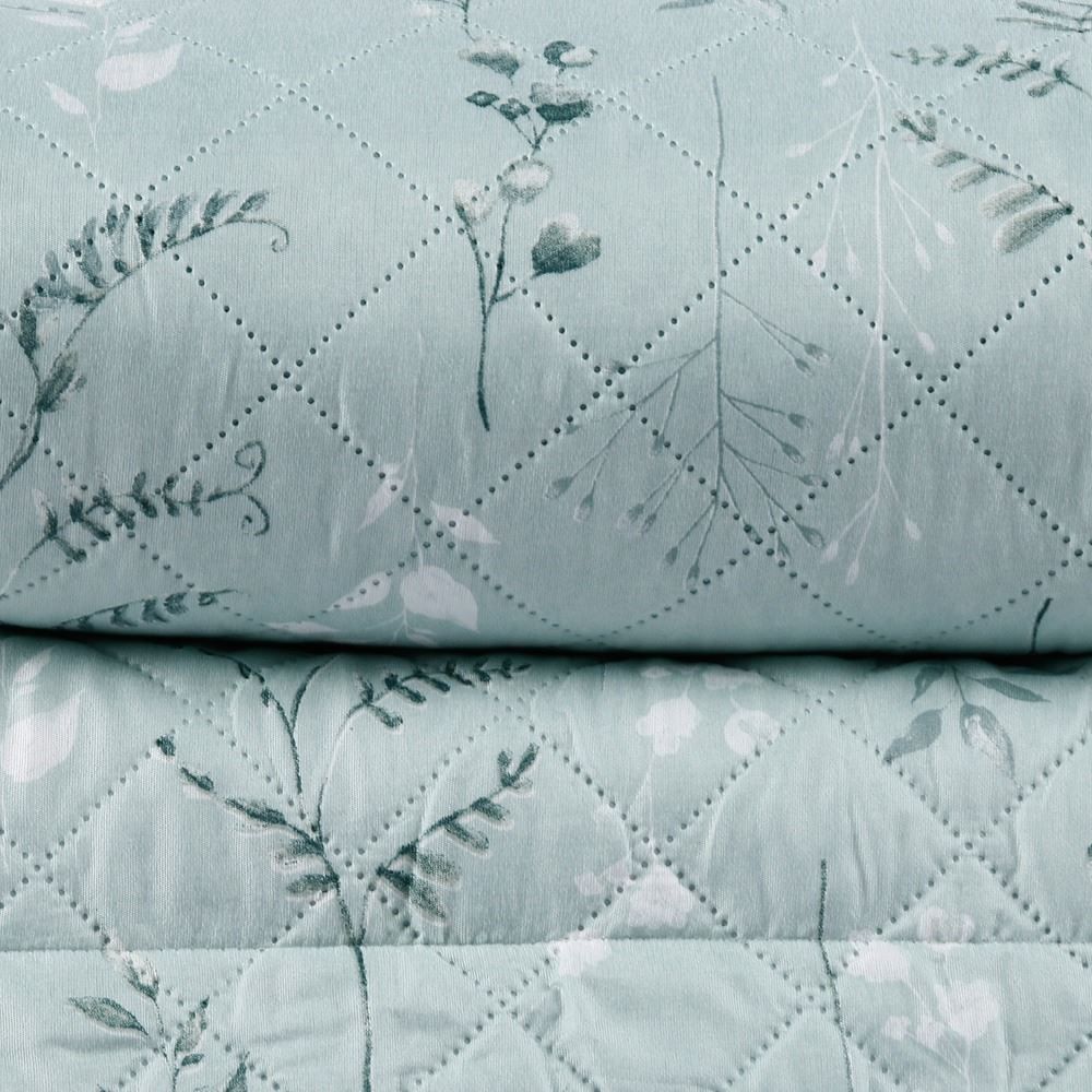 Kit Colcha Casal Estampada Versalhes Havan Casa 3 Peças - Folhagens Verde