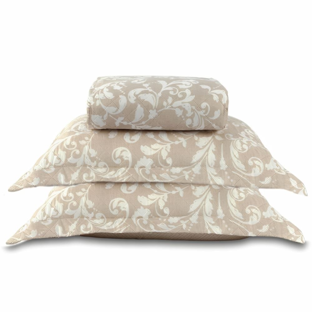 Kit Colcha King Estampada Versalhes Havan Casa 3 Peças - Ornamental Bege