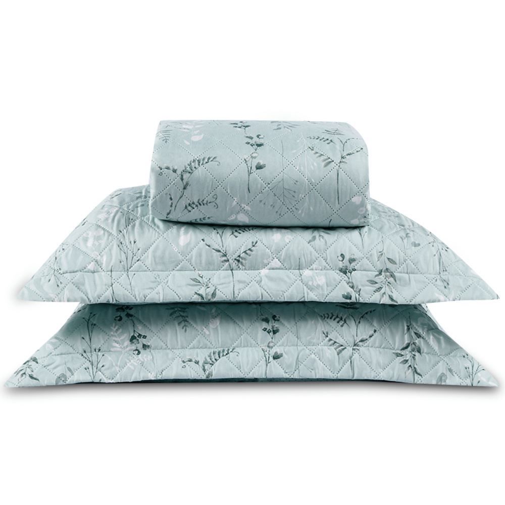 Kit Colcha King Estampada Versalhes Havan Casa 3 Peças - Folhagens Verde