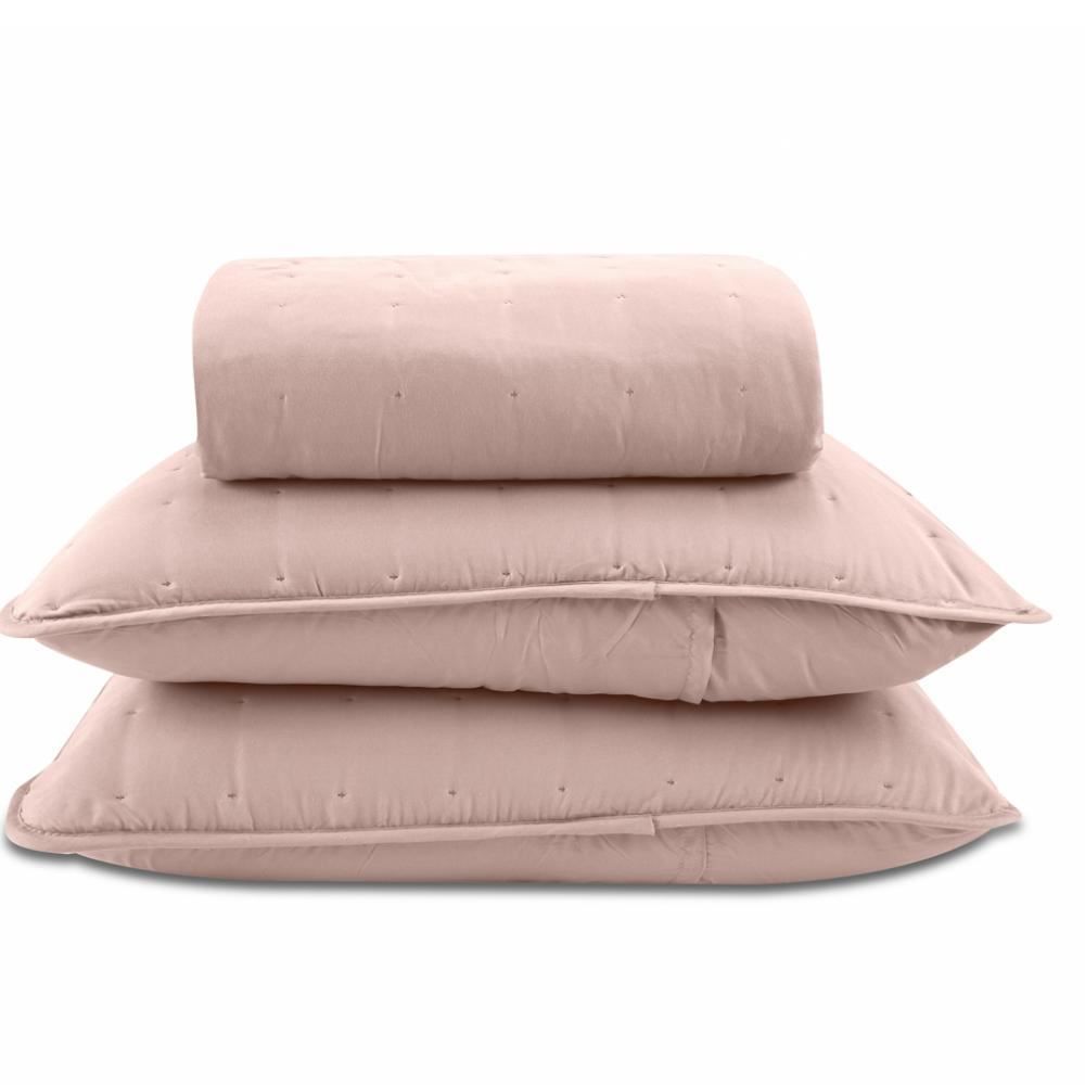 Kit Colcha Queen 100% Poliéster Elegance Lisa Havan Casa 3 Pçs - Rosa