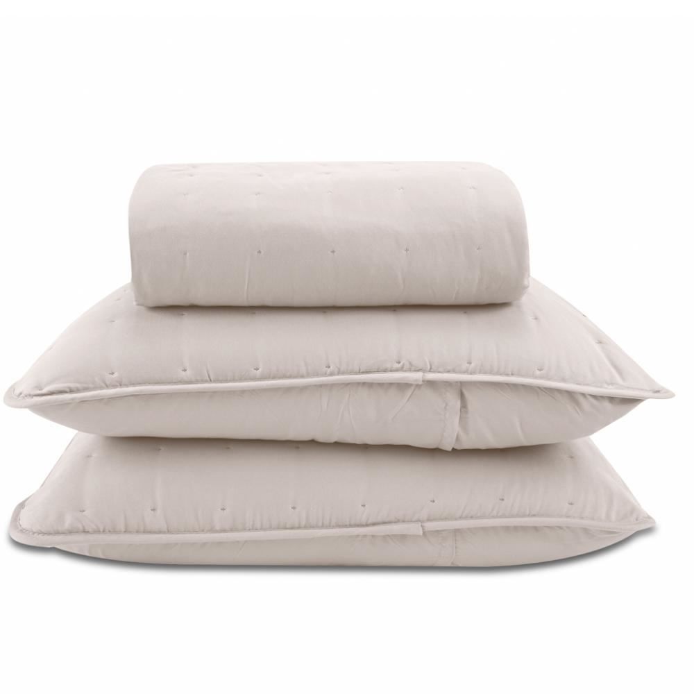 Kit Colcha Queen 100% Poliéster Elegance Lisa Havan Casa 3 Pçs - Bege