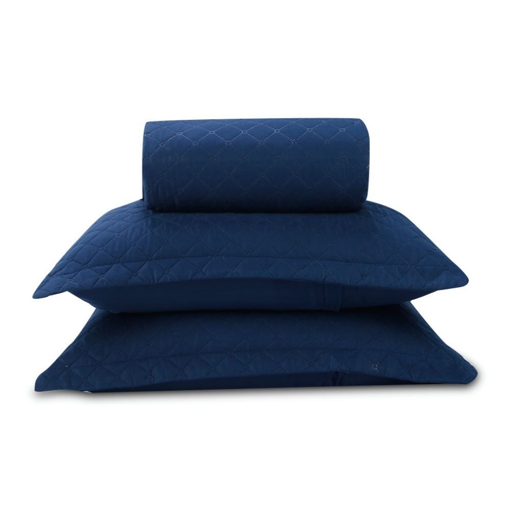 Kit Colcha Queen 100% Poliéster Lisa Versalhes Havan Casa 3 pçs - Midnight Blue