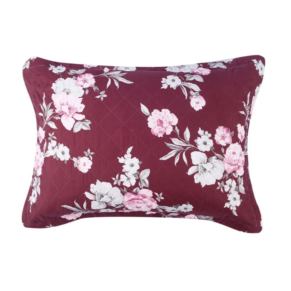 Kit Colcha Queen Estampada Versalhes Havan Casa 3 Peças - Floral Vinho