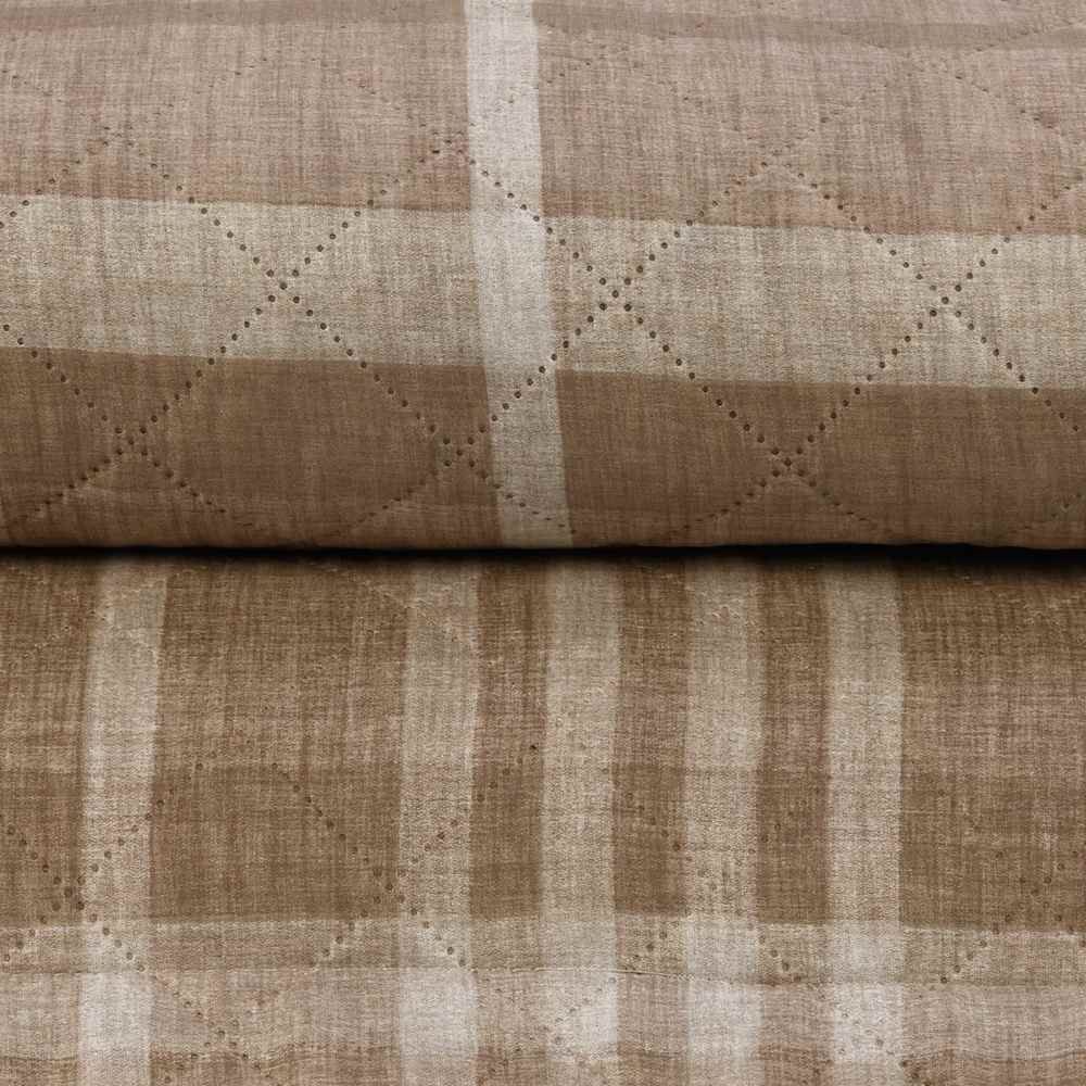 Kit Colcha Queen Estampada Versalhes Havan Casa 3 Peças - Xadrez Bege