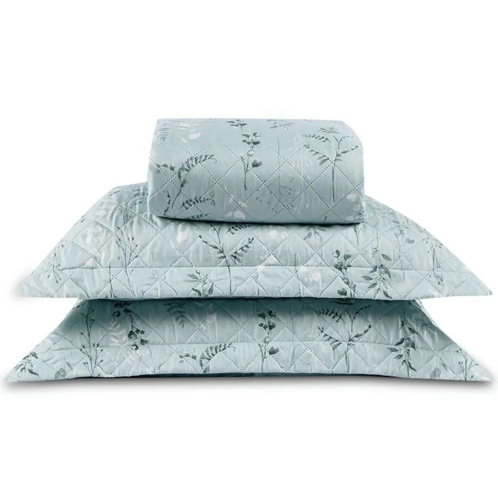 Kit Colcha Queen Estampada Versalhes Havan Casa 3 Peças - Folhagens Verde