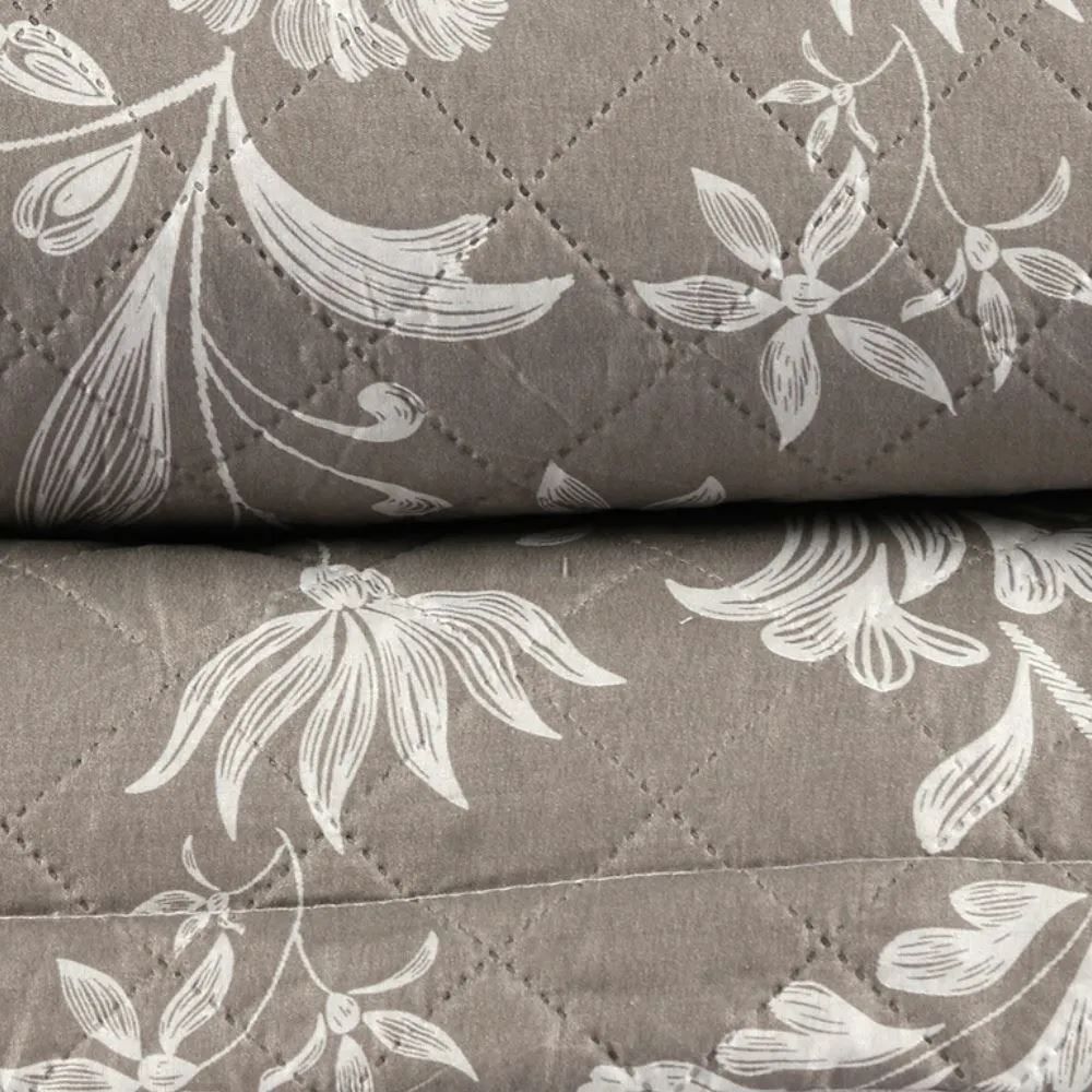 Kit Colcha Queen Versalhes Havan Casa 3 Peças - Floral Taupe