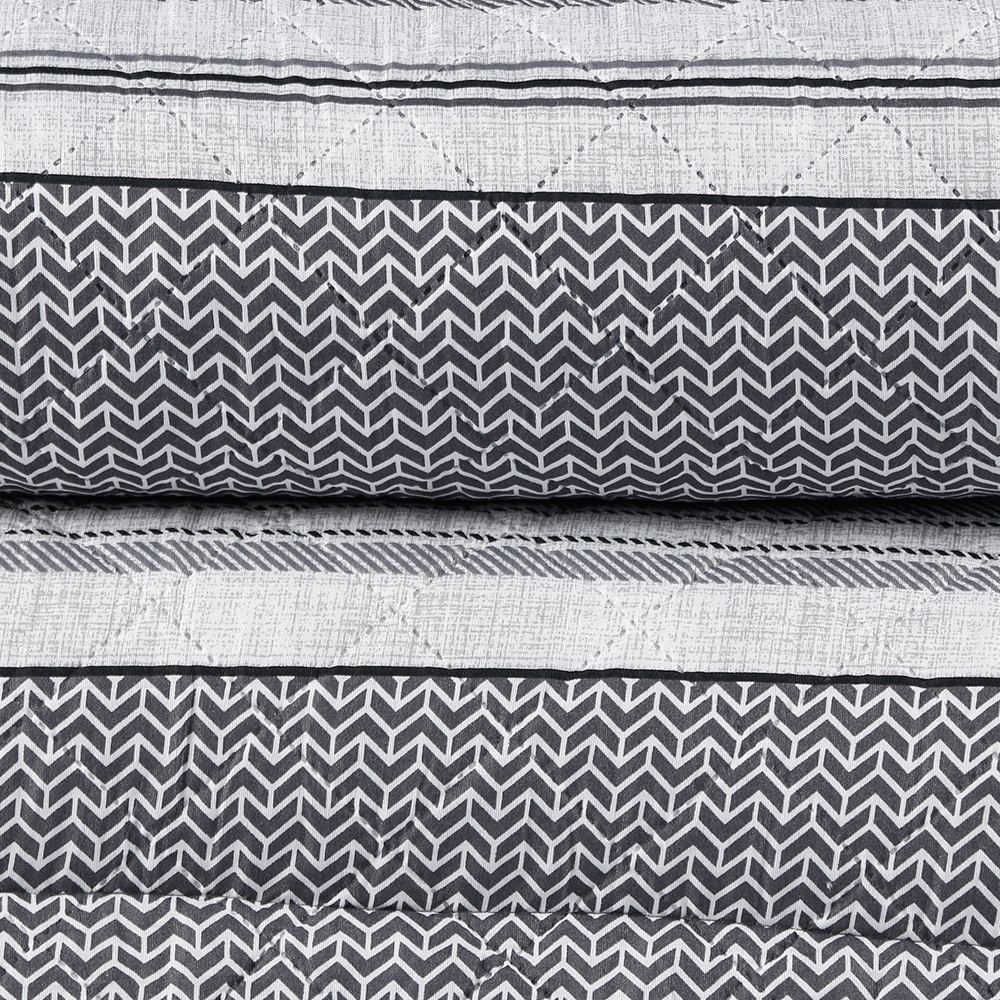 Kit Colcha Solteiro Versalhes Estampada Havan Casa 2 Peças - Geo Cinza