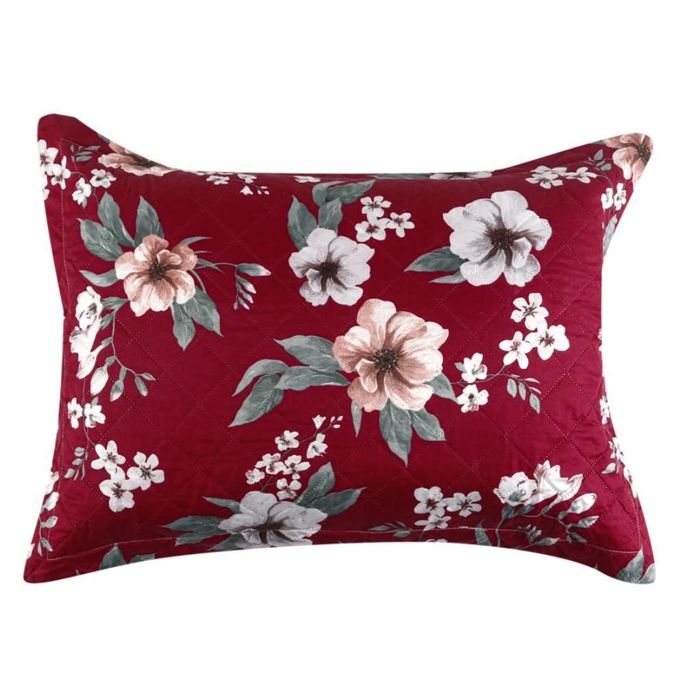 Kit Colcha Solteiro Estampada Versalhes Havan Casa 2 Peças - Toscana Vinho Floral