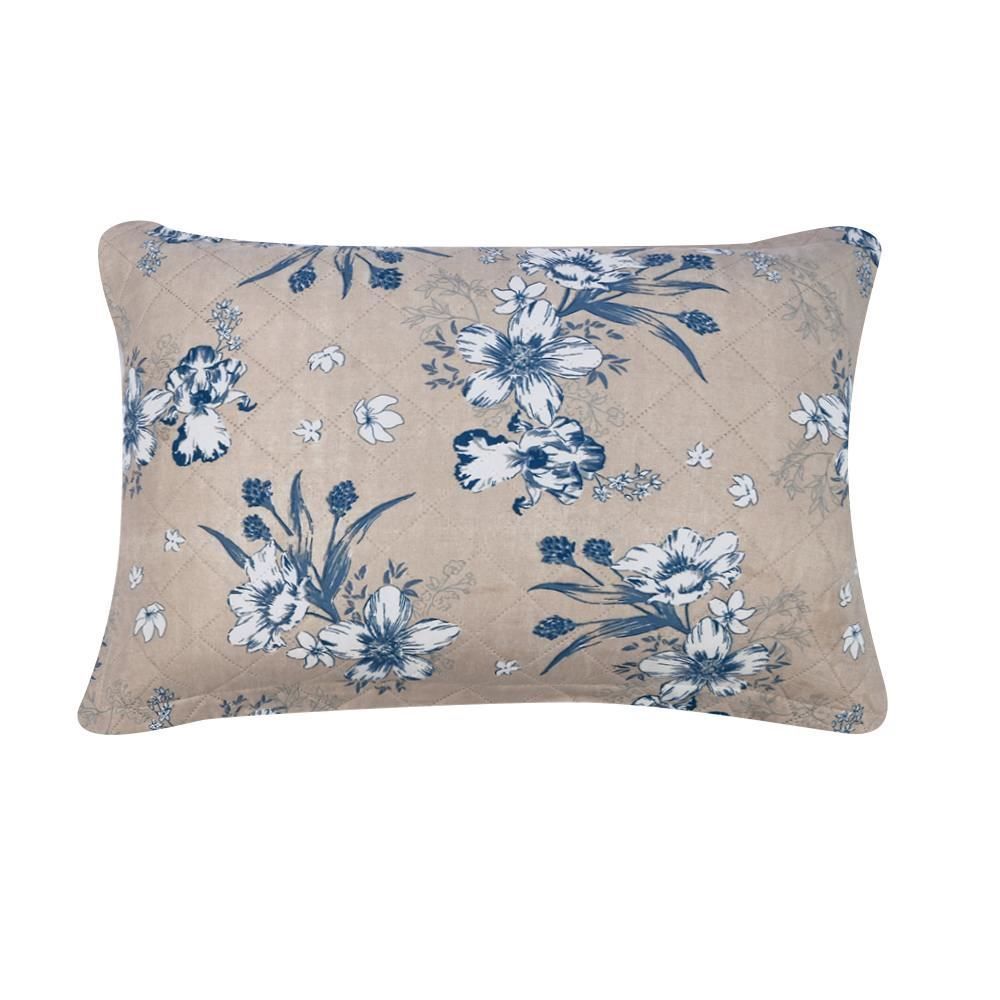 Kit Colcha Solteiro Estampada Versalhes Havan Casa 2 Peças - Floral Azul Linho