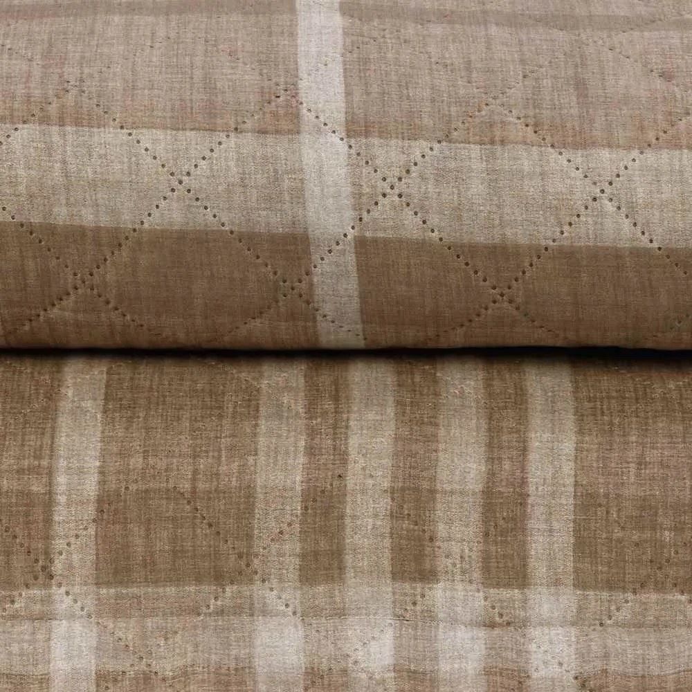 Kit Colcha Solteiro Estampada Versalhes Havan Casa 2 pçs - Xadrez Bege