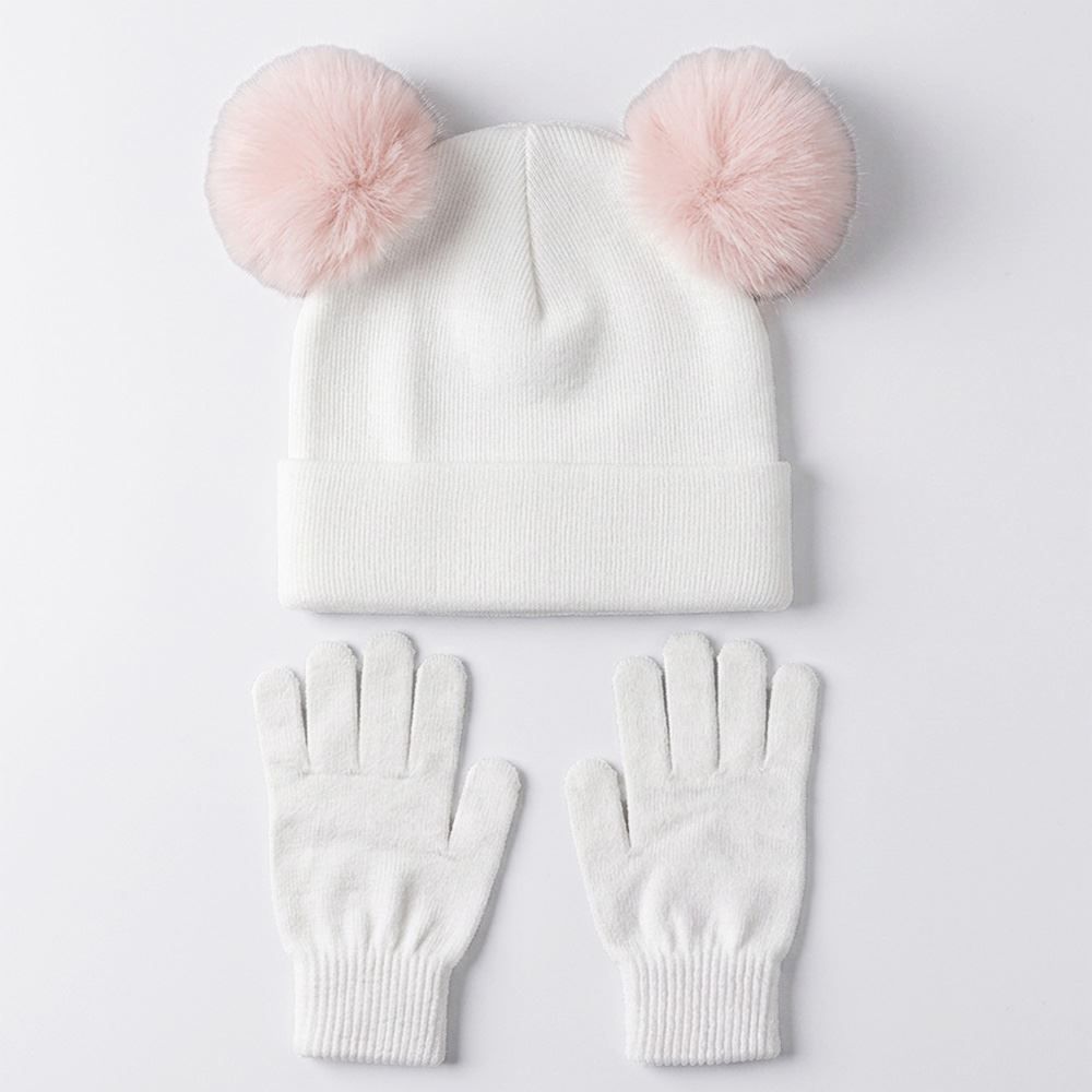 Kit Gorro e Luva Infantil Menina em Tricot Marmelada - OFF WHITE U
