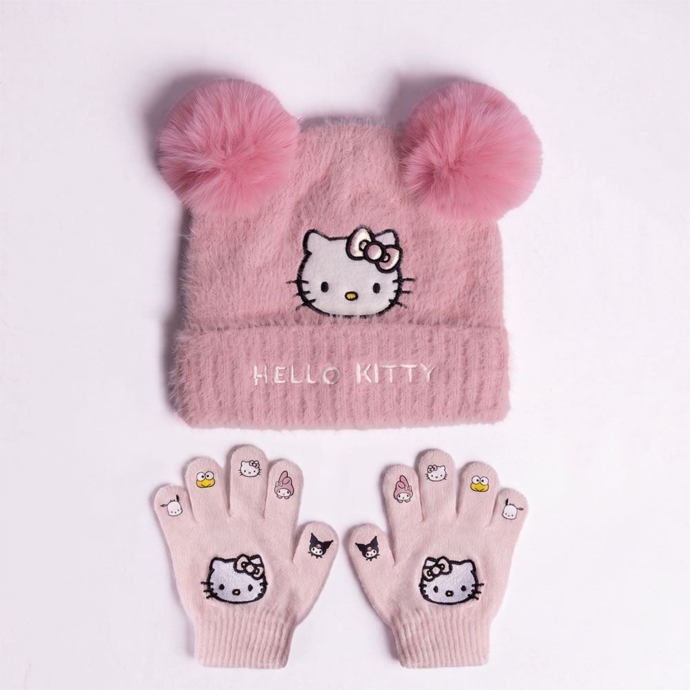 Kit Gorro e Luva Infantil Menina em Tricot Sanrio - HELLO KITTY U