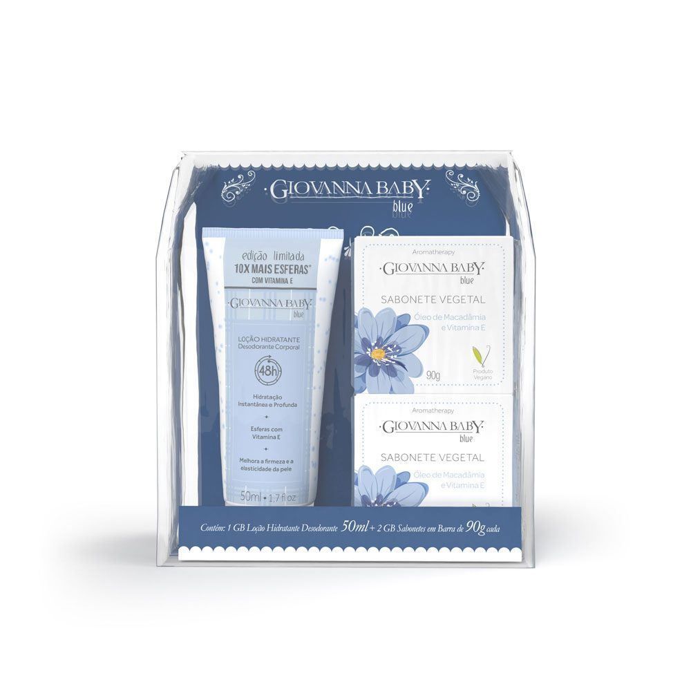 Kit Hidratante + Sabonetes Vegetal Giovanna Baby - Blue