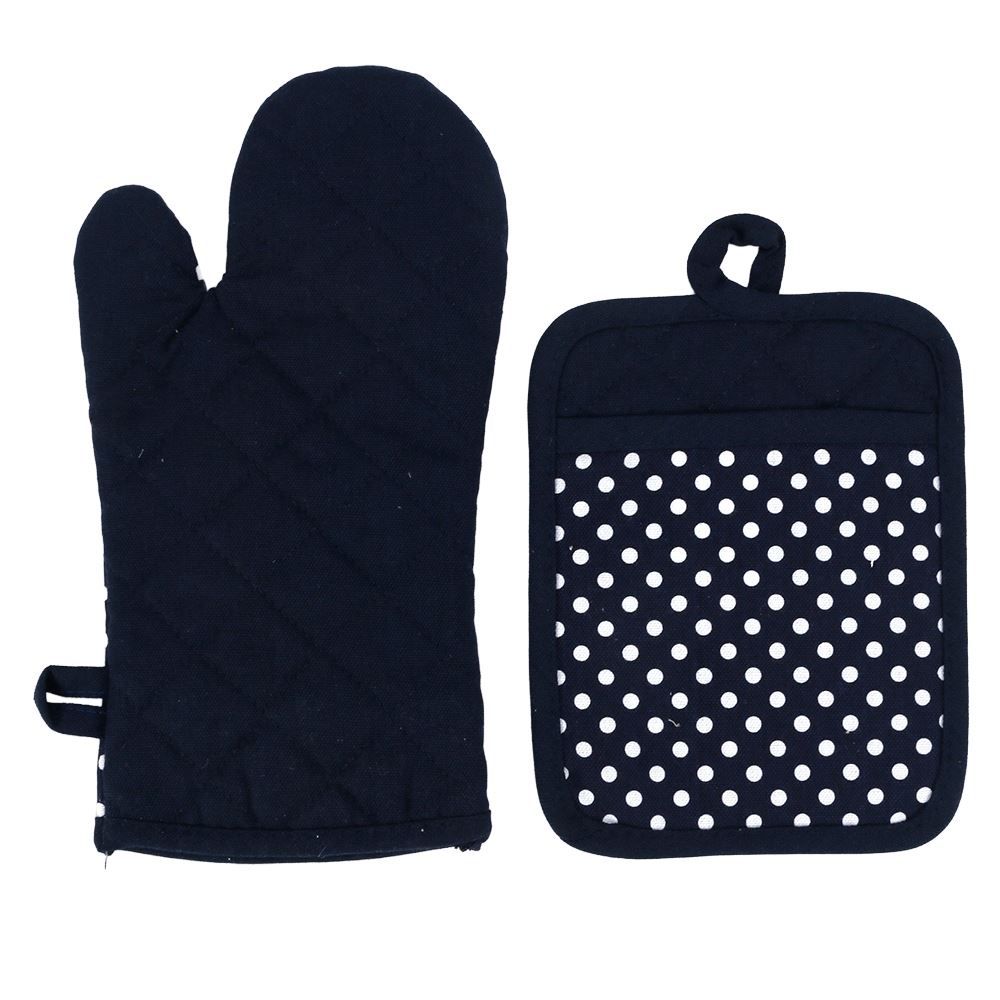 Kit Luva e Pegador de Panelas Napoli Jolitex - Poa Azul