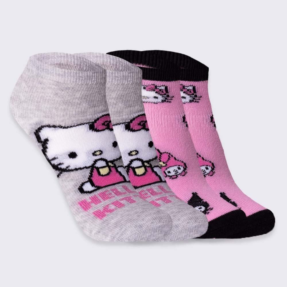 Kit Meia Infantil Com 2 Pares Cano Curto Hello Kitty Sanrio