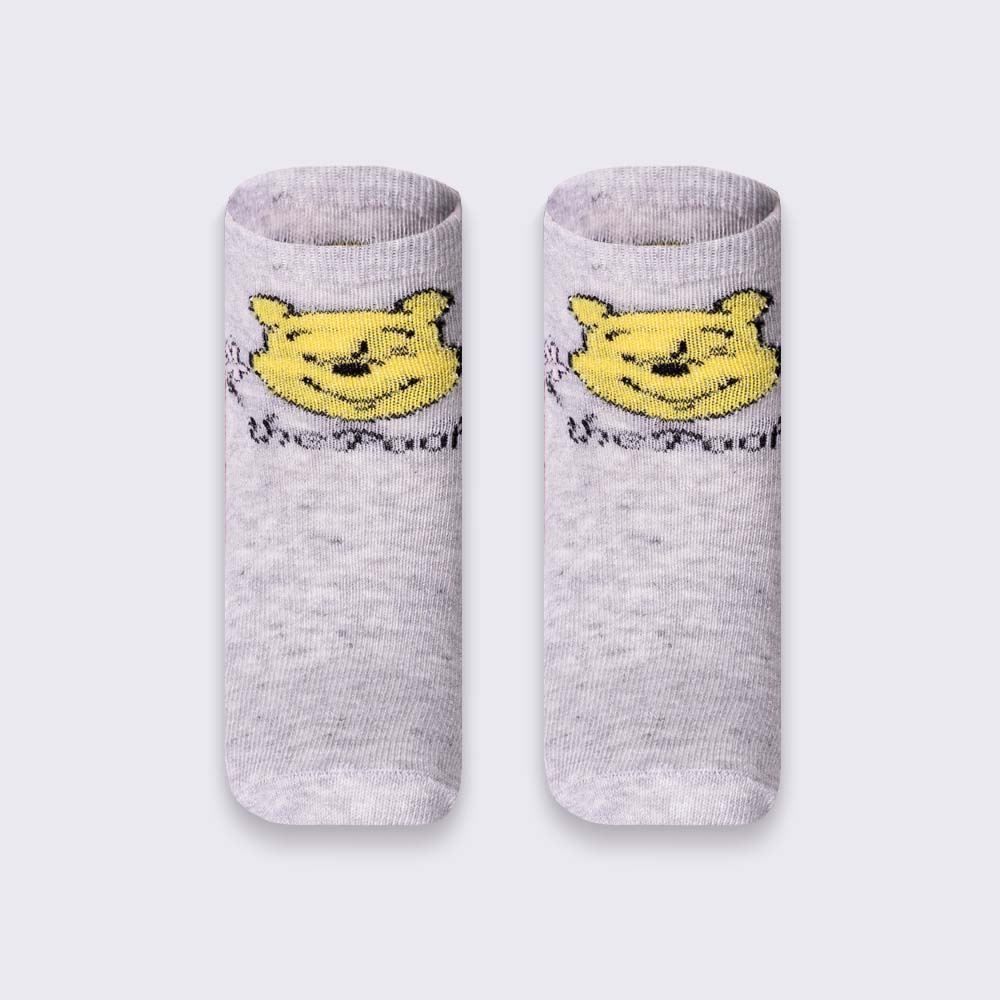Kit Meia Infantil Com 2 Pares Cano Curto Ursinho Pooh Disney