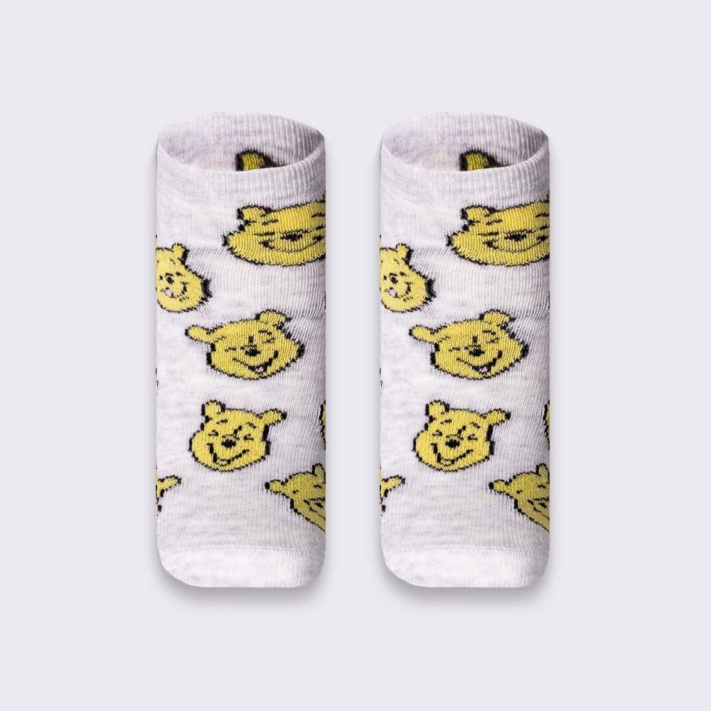 Kit Meia Infantil Com 2 Pares Cano Curto Ursinho Pooh Disney
