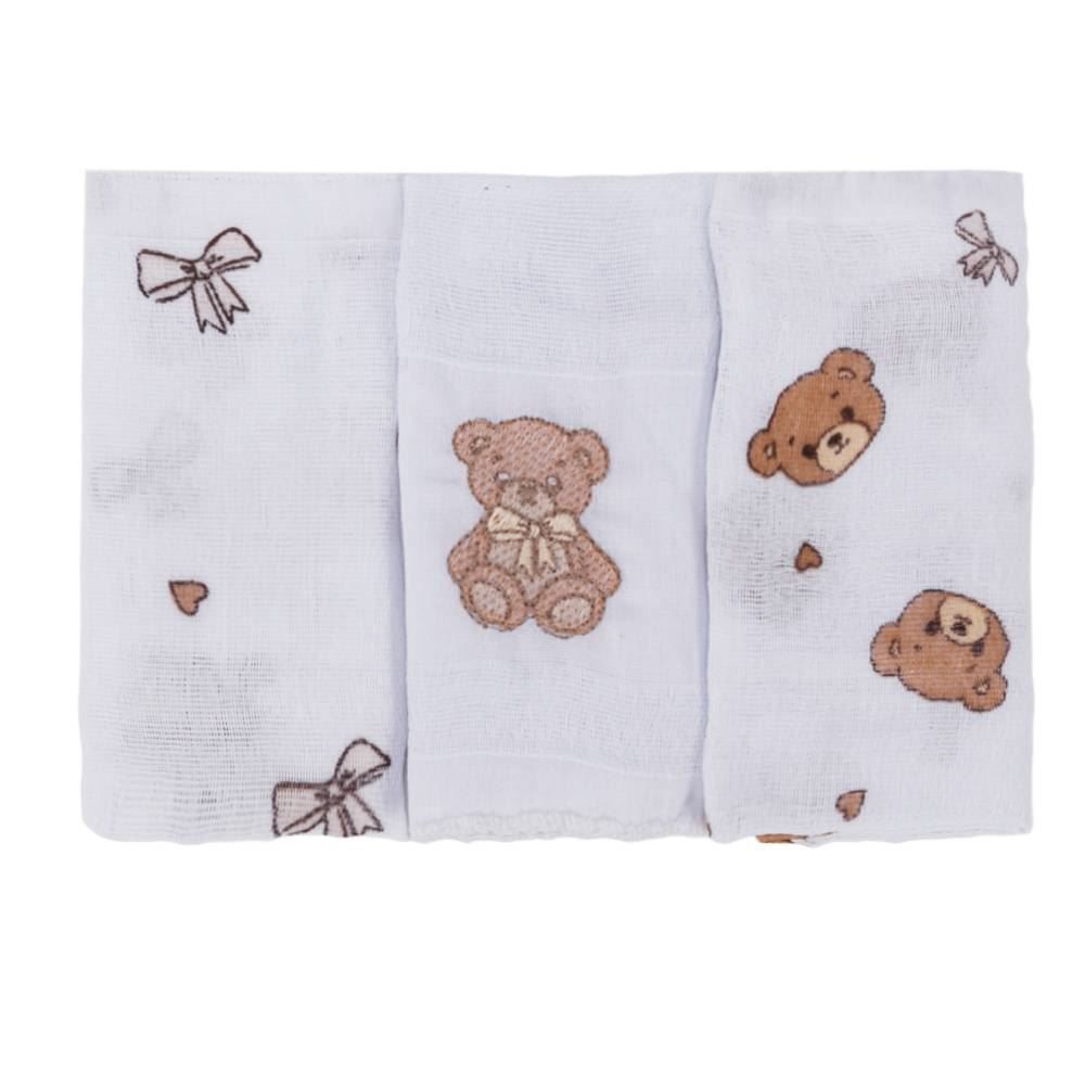 Kit Pano de Boca 3 Peças Prime Havan Baby - Urso Bege