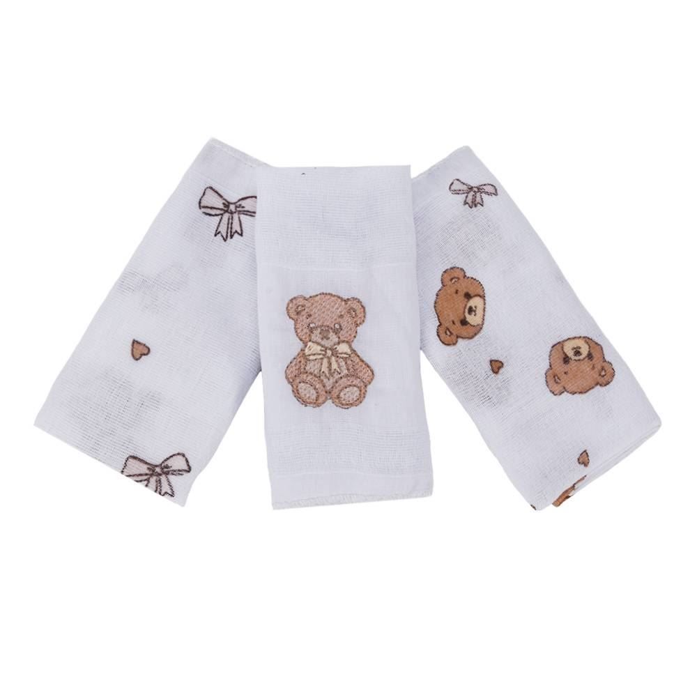 Kit Pano de Boca 3 Peças Prime Havan Baby - Urso Bege