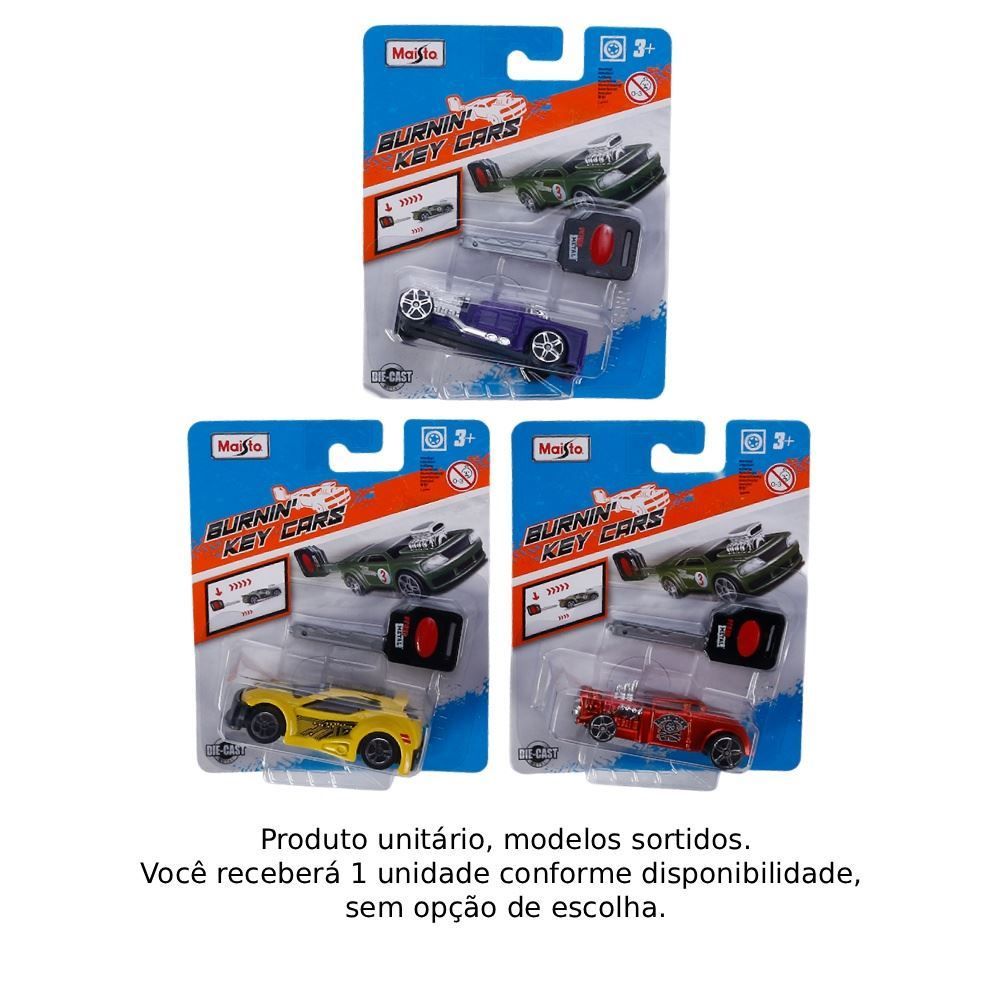 Lançador de Carrinho Fresh Metal Burnin Key Cars Maisto - Sortido