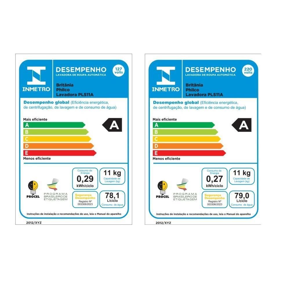 Lava E Seca Philco 11Kg Invertplus 16 Programas de Lavagem PLS11A 