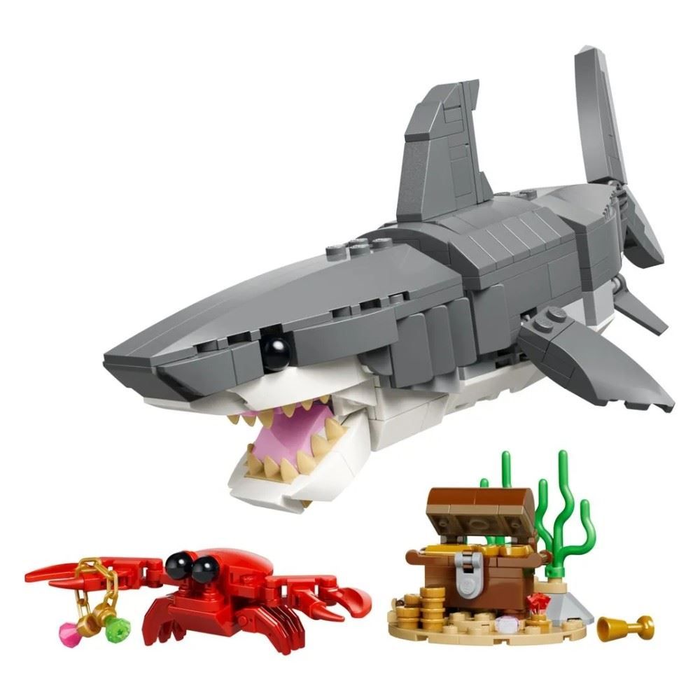 Lego Creator 3 em 1 Tubarão Feroz com Um Baú de Tesouro - 31381