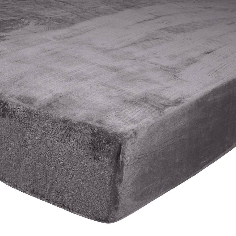 Lençol Avulso Casal Com Elástico Plush Slip Havan Casa - Cinza Ardósia