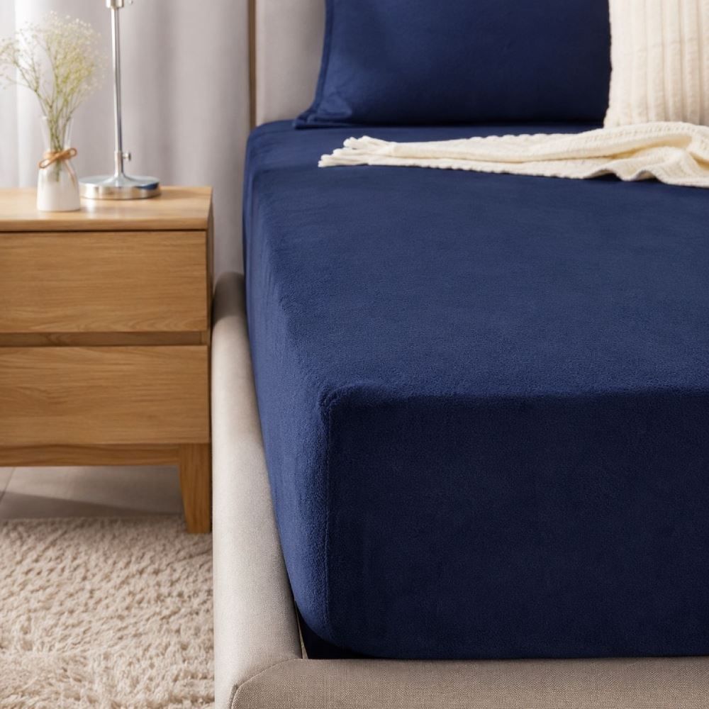 Lençol Avulso Casal com Elástico Plush Havan Casa - Azul Mariner