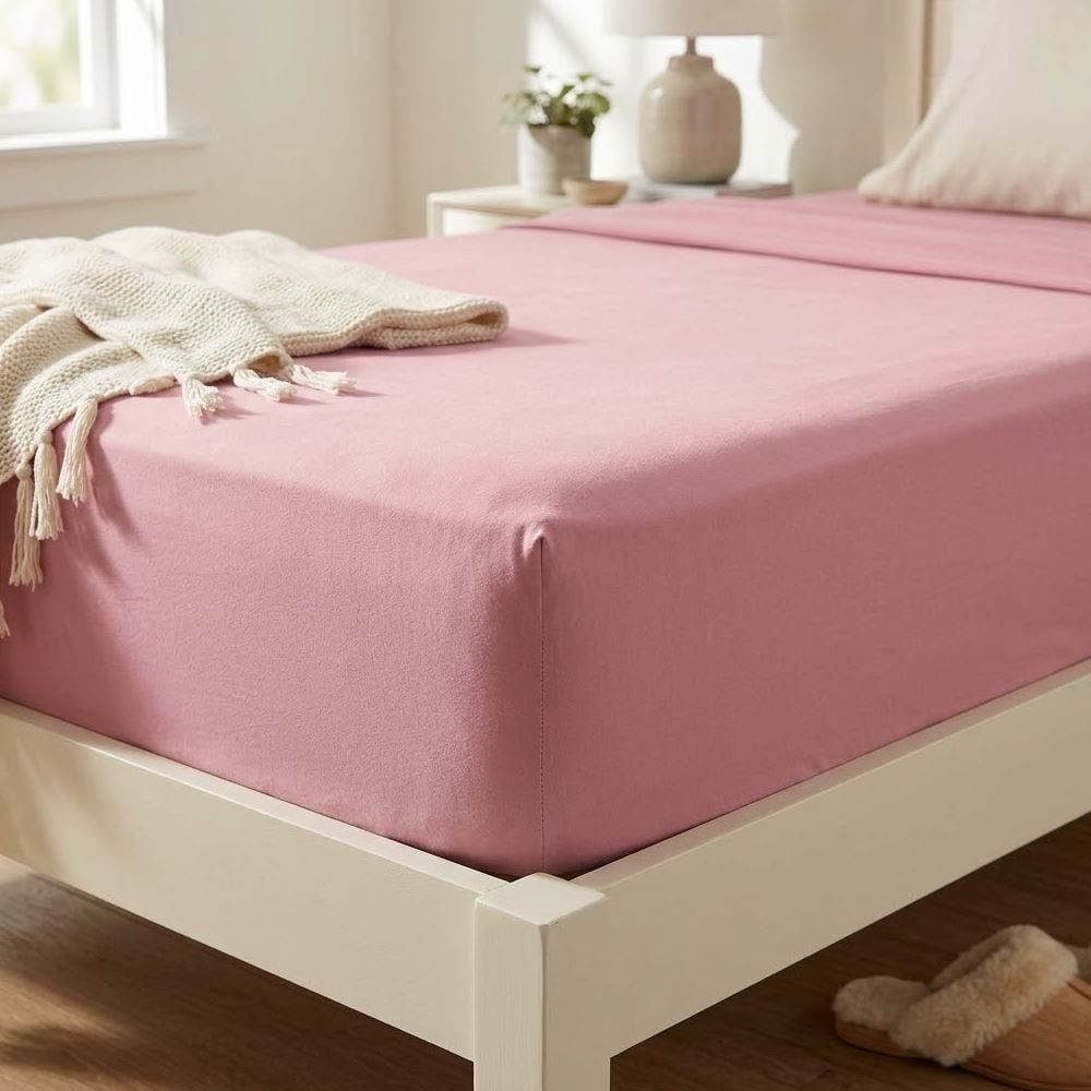 Lençol com Elástico Solteiro de Malha Paris - Rosa Cravo