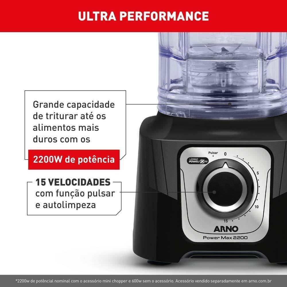Liquidificador Arno Power Max 2200W Preto LN66