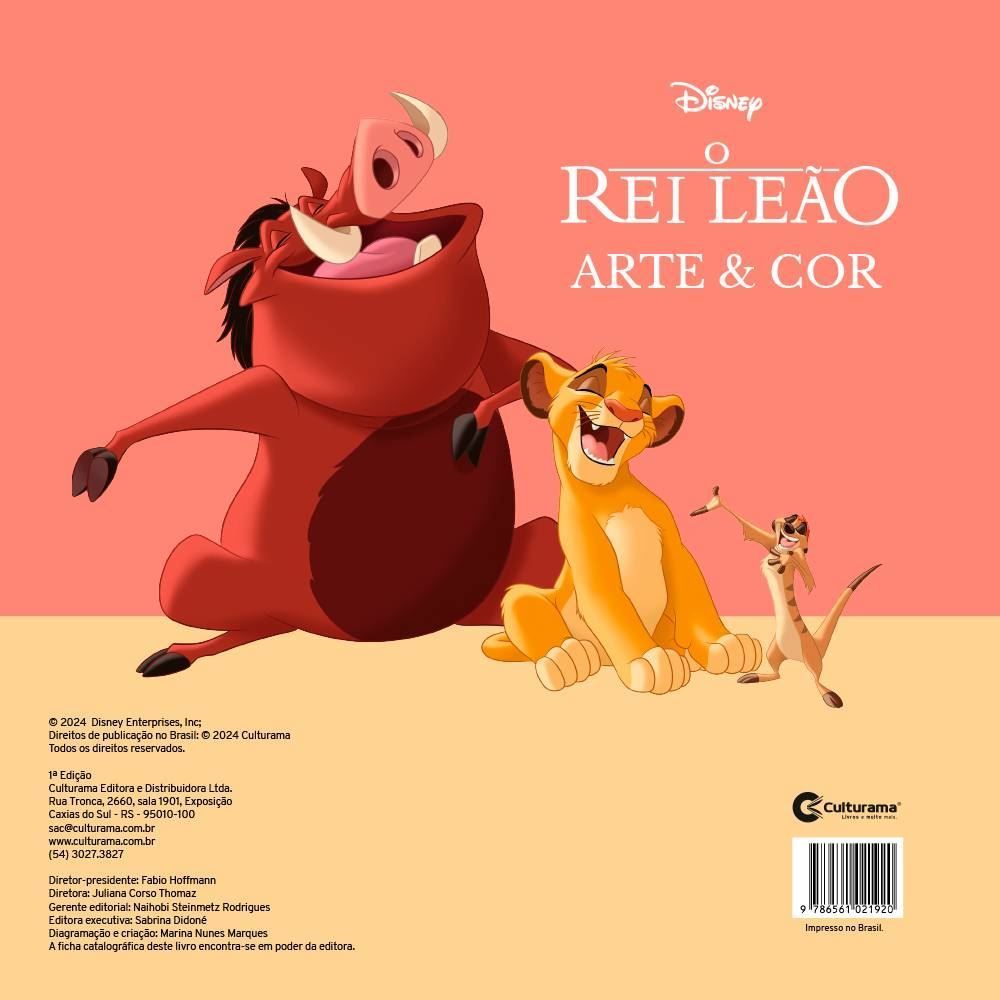 Livro Arte E Cor O Rei Leão Culturama Editora - 20520219