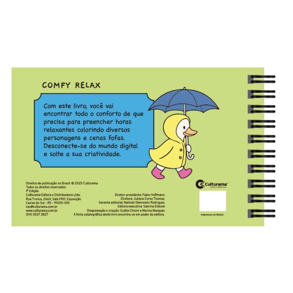 Livro Comfy Relax Capivara Capa Dura Culturama - Para Colorir