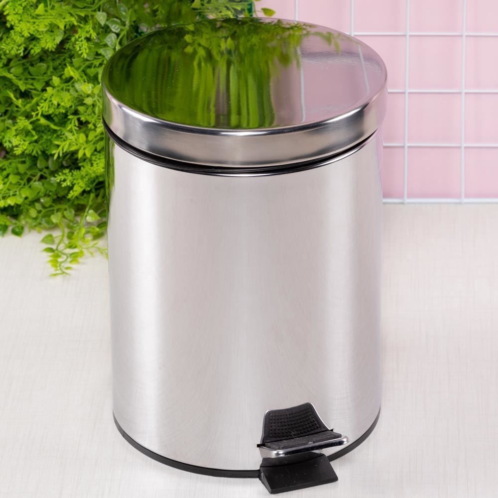 Lixeira Redonda com Pedal Havan Casa 5 Litros - Inox