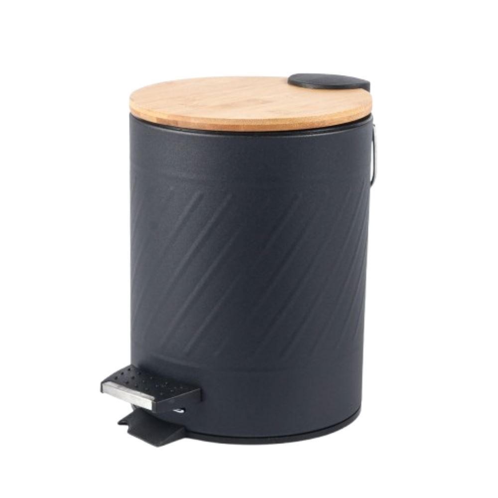 Lixeira Com Pedal E Tampa De Bambu 3 Litros - Kaybee