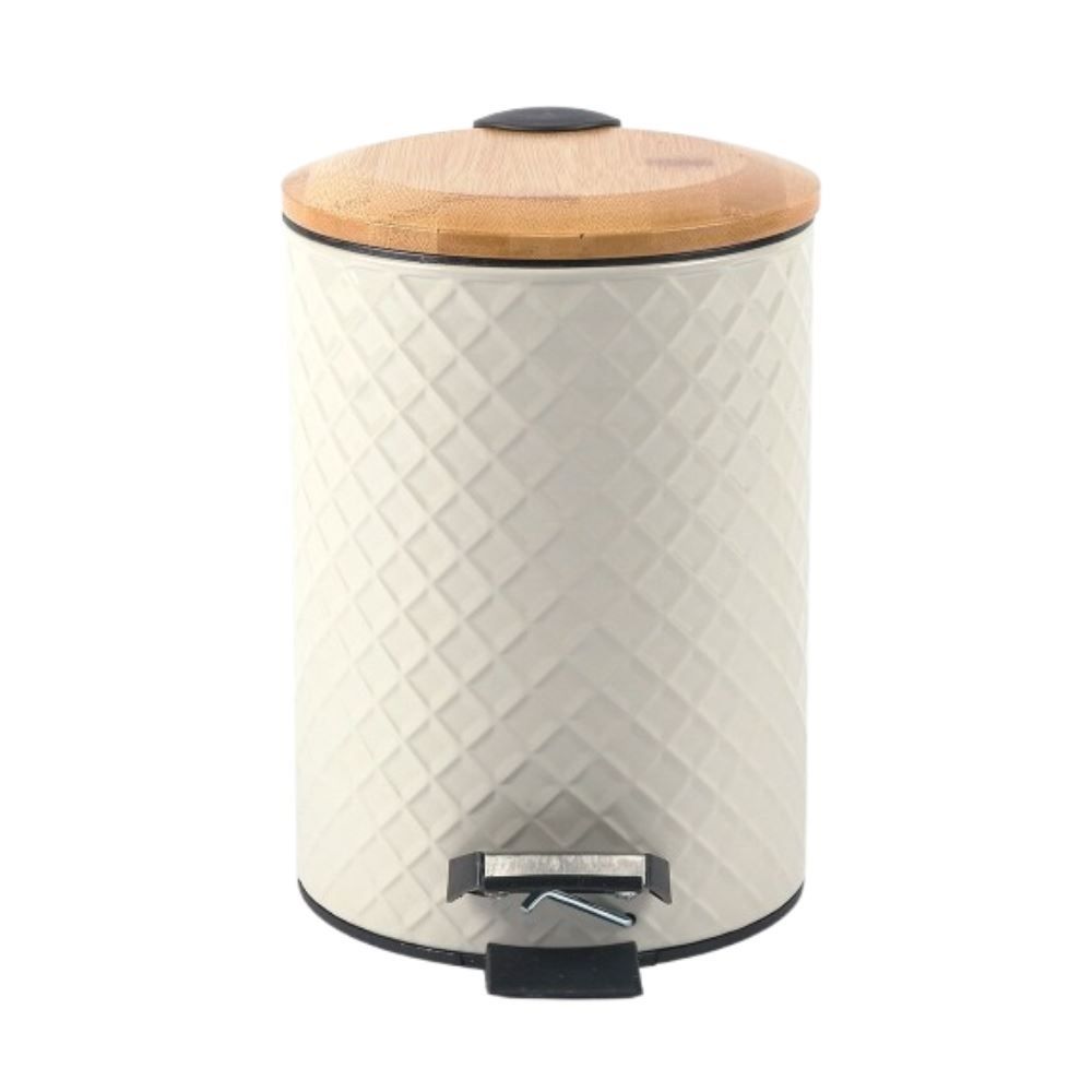 Lixeira Com Tampa De Bambu Havan Casa 5 Litros - Taupe