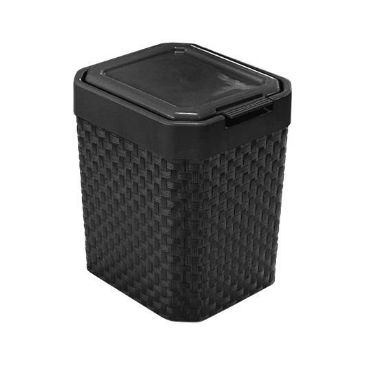 Lixeira Pia Rattan Com Tampa Click Preta 5 Litros