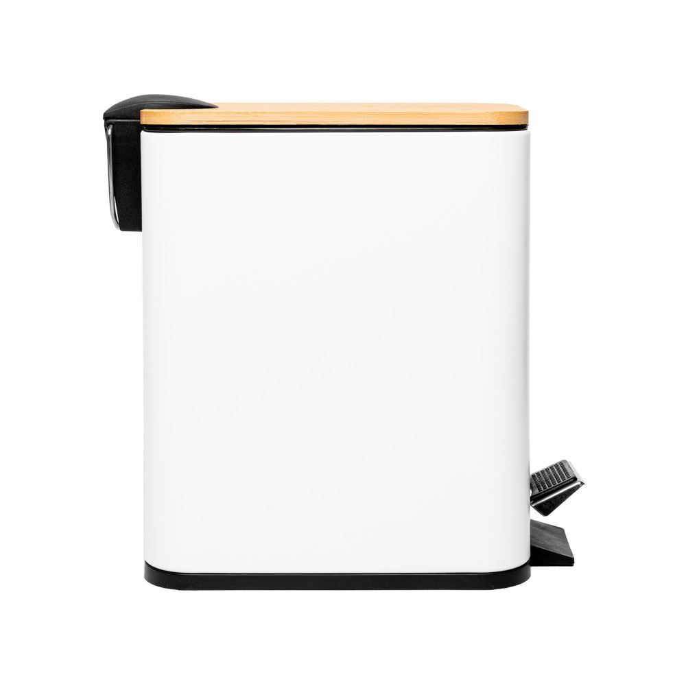 Lixeira Retangular com Pedal e Tampa de Bambu 5L Lyor - BRANCO