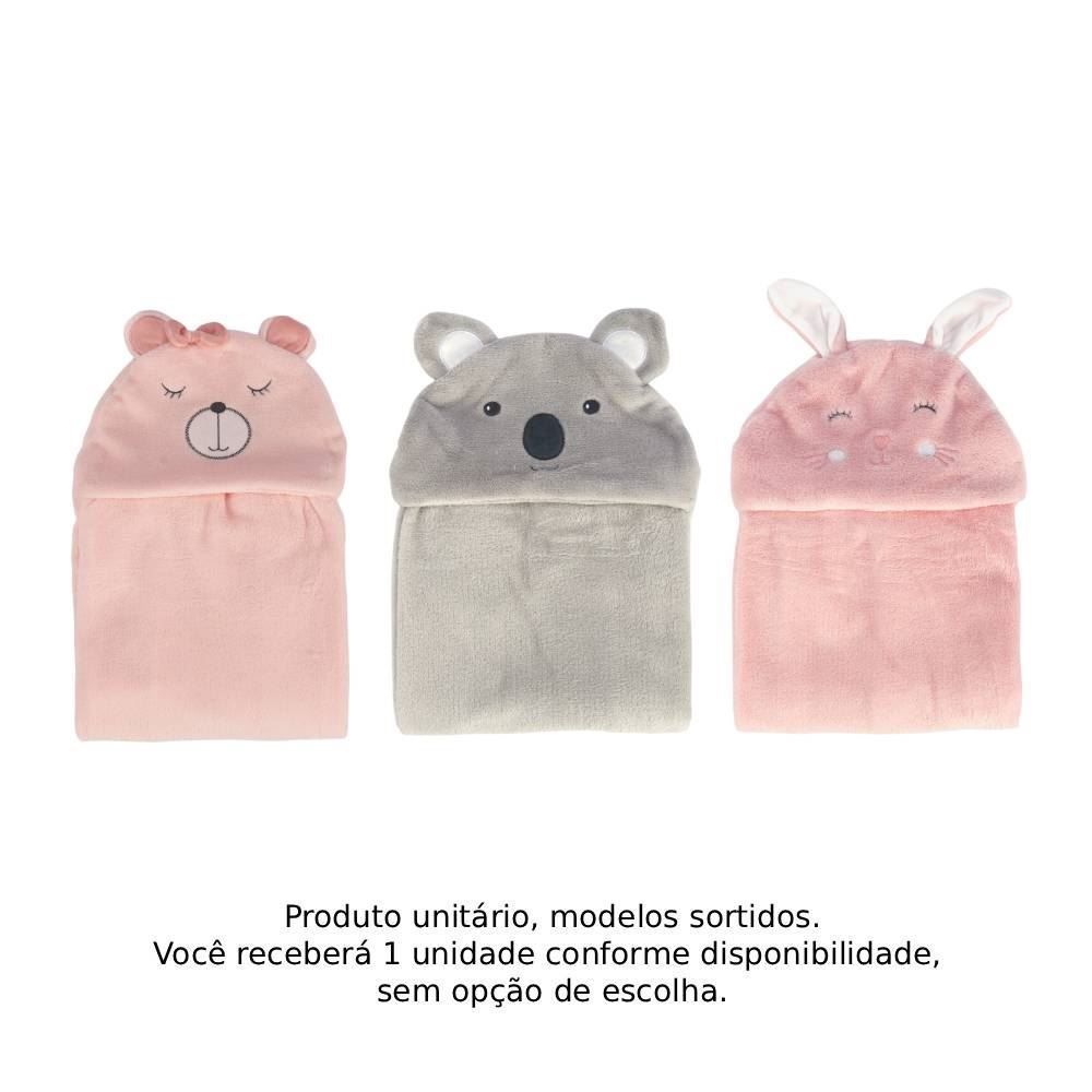 Manta de Bebê com Capuz de Bichinhos 75X100cm Camesa Baby - Sortido