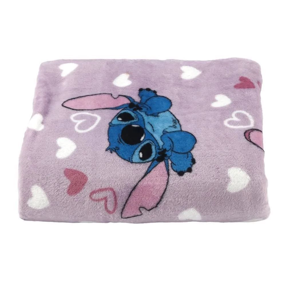 Manta Infantil Flannel 1,05M X 1,50M Disney -  Stitch e Angel Coração