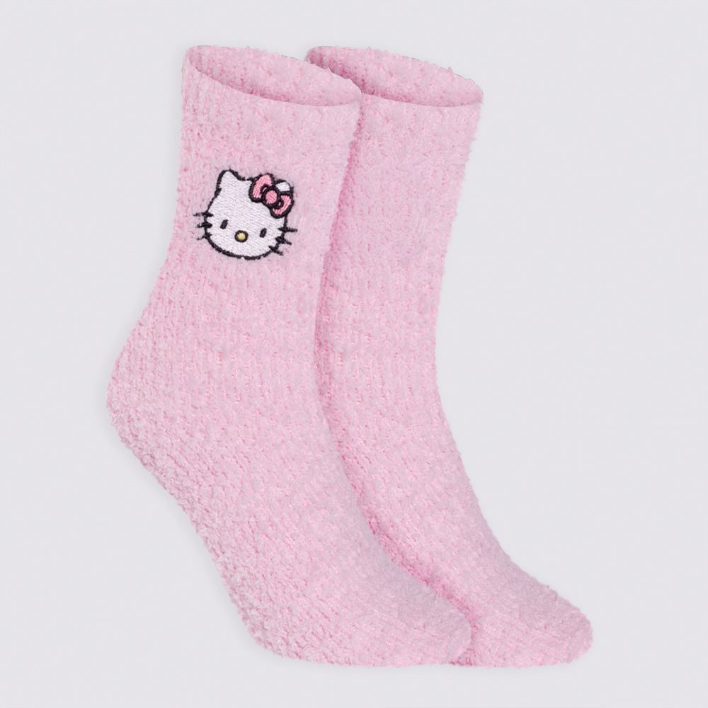 Meia Cano Longo Hello Kitty Chenille Sanrio - ROSA 34/38