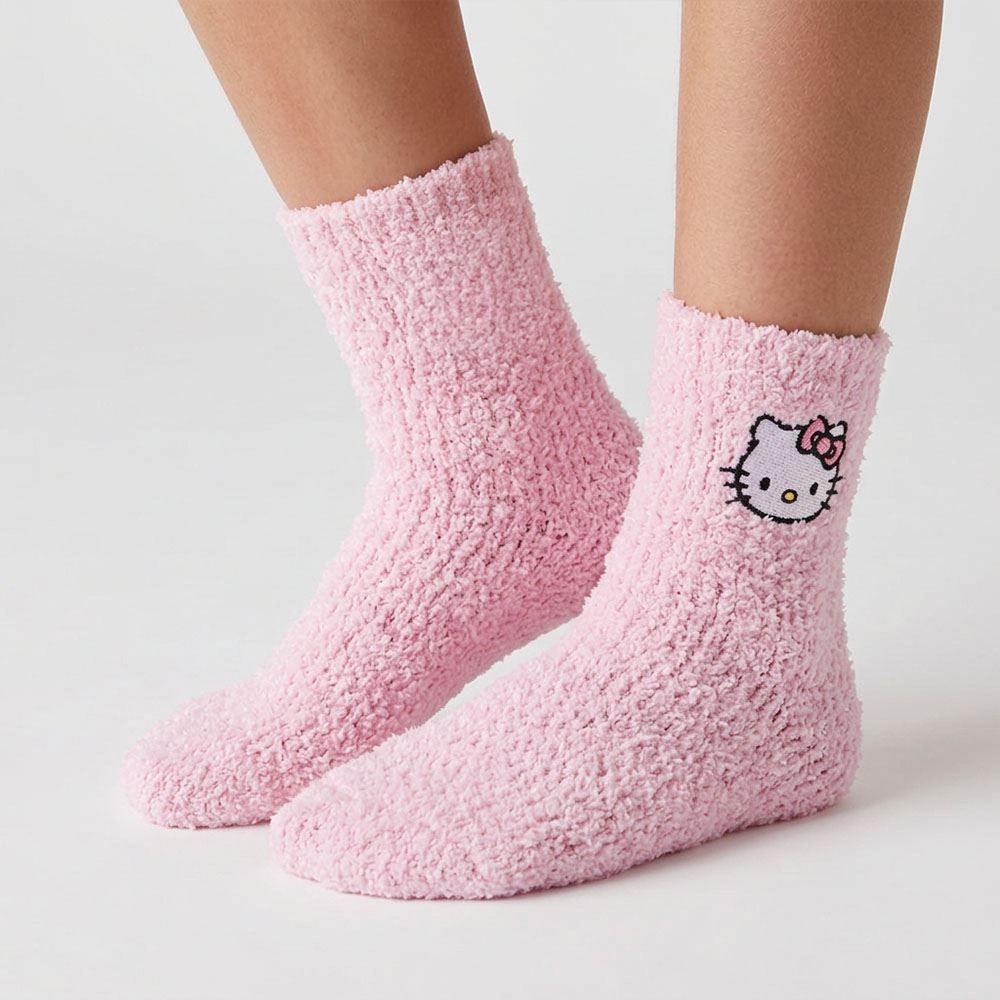 Meia Cano Longo Hello Kitty Chenille Sanrio - ROSA 34/38