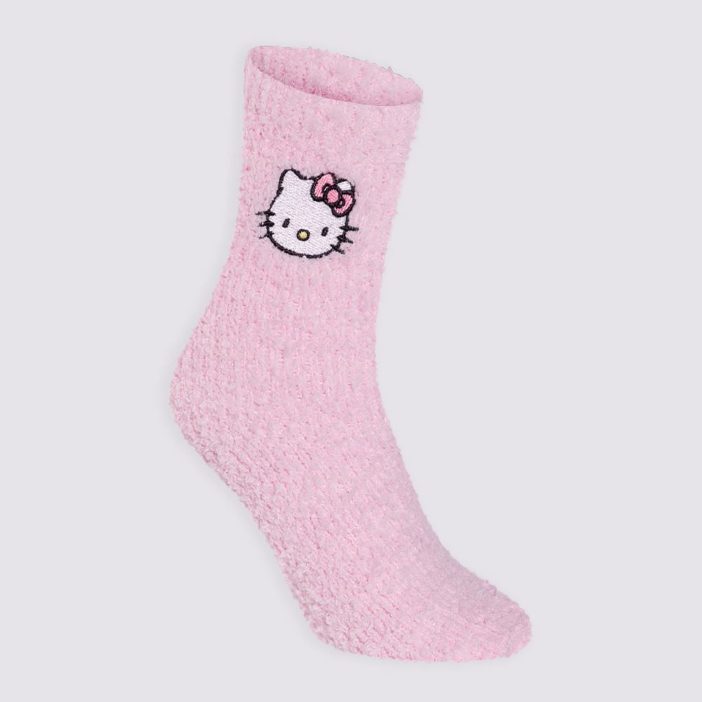 Meia Cano Longo Hello Kitty Chenille Sanrio - ROSA 34/38