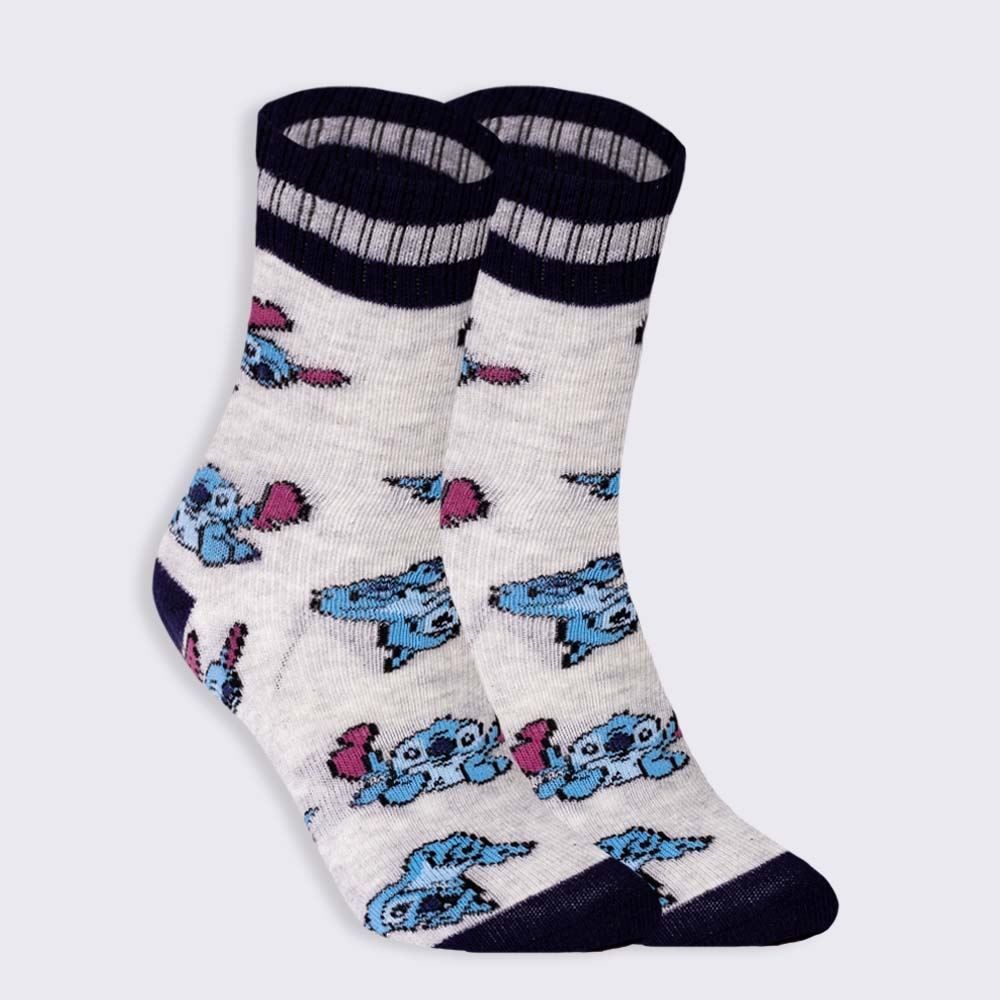 Meia Cano Longo Stitch Disney - CINZA 34/38