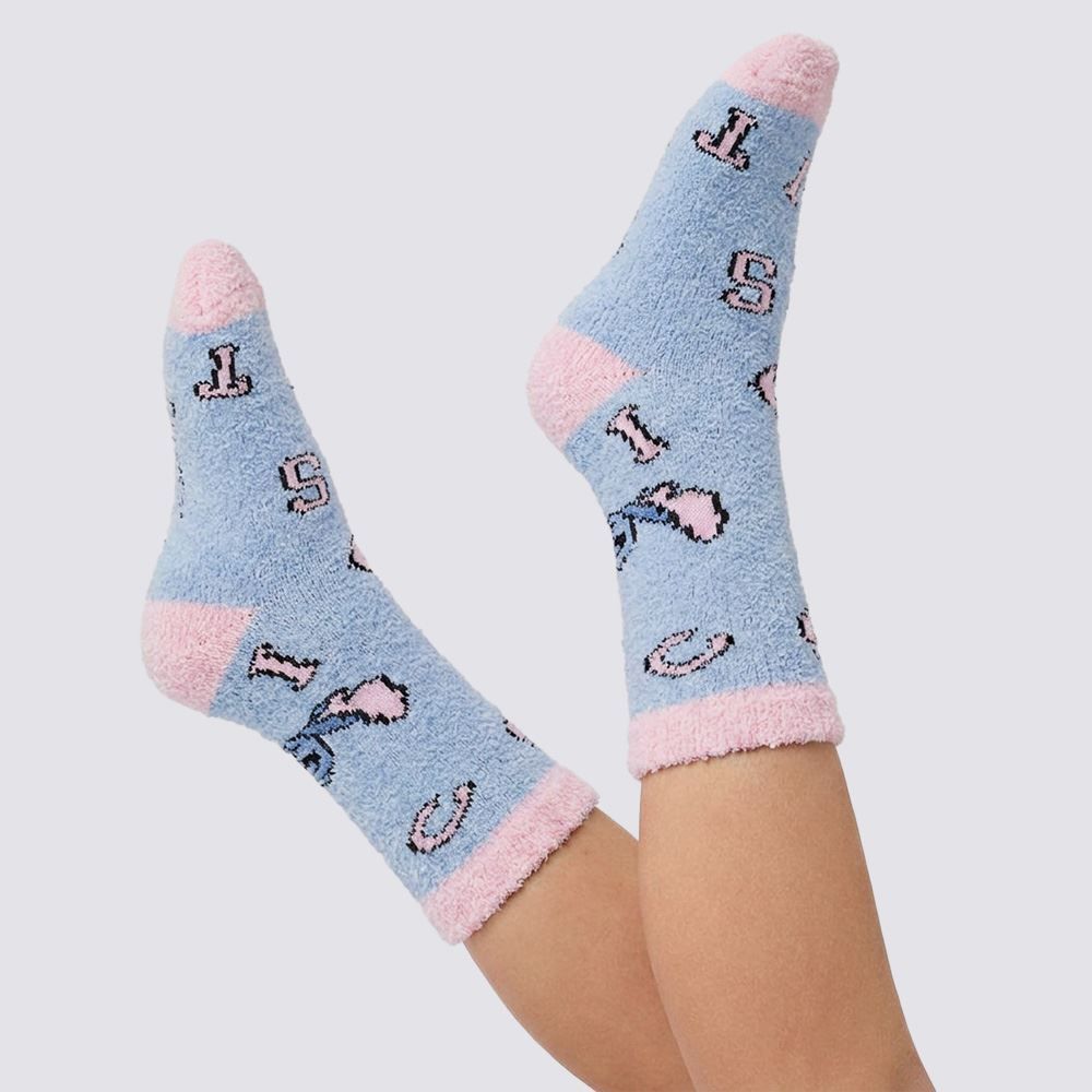 Meia Infantil Cano Longo Stitch Chenille Disney