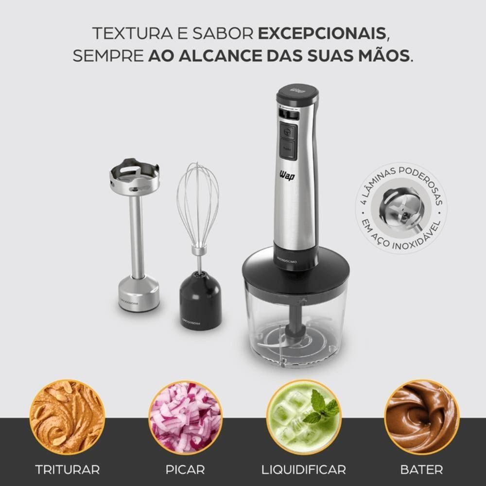 Mixer Wap 3 em 1 Inox com Processador 700ml WM1 