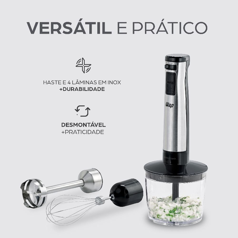 Mixer Wap 3 em 1 Inox com Processador 700ml WM1 