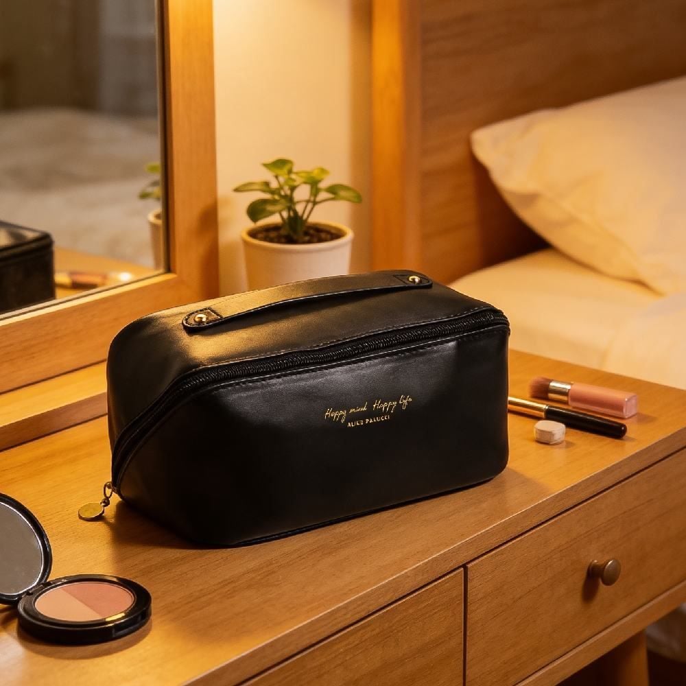 Necessaire Trapézio com Divisória Alice Palucci - PRETO U
