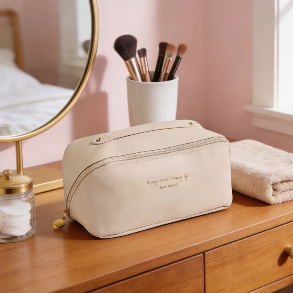 Necessaire Trapézio com Divisória Alice Palucci - OFF WHITE U